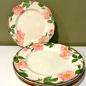 Desert Rose by Franciscan, Chin Plate, 10-5/8", Pink roses with green leaves